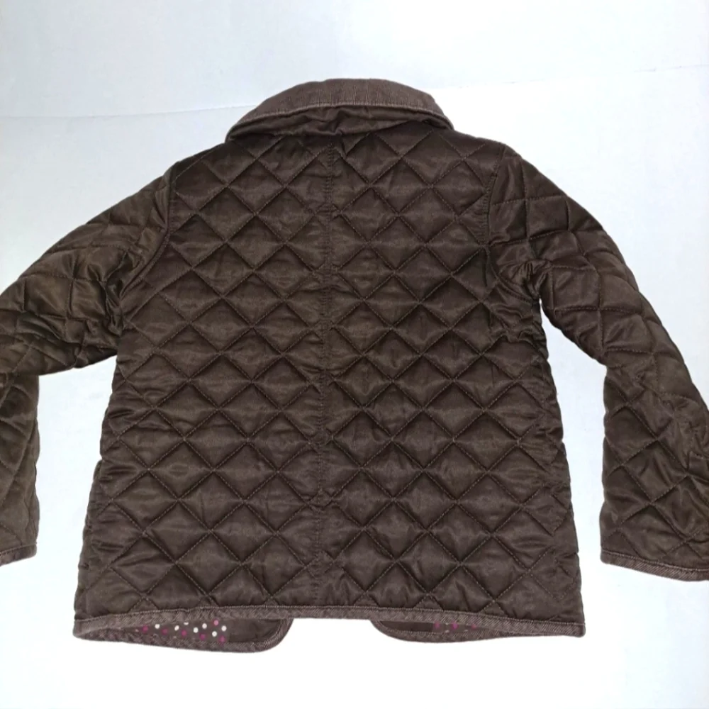 Old Navy Brown Pink Trim Multicolored Polka Dot Lining Kid's Jacket Girl's 4T